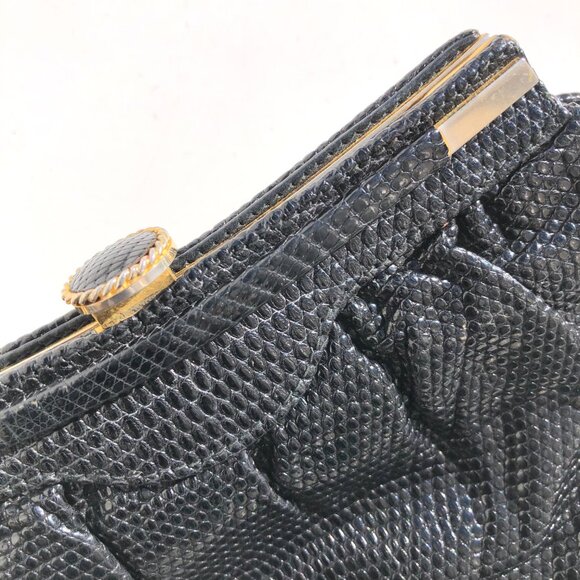 Parri Firenze clutch evening bag black snake embossed crossbody bag vintage prom